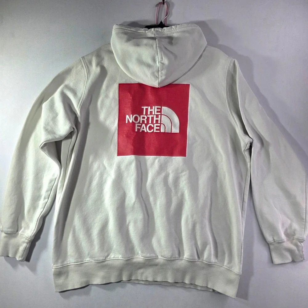 The North Face Mens XXL White Red Box Logo Pullover Hoodie Sweatshirt